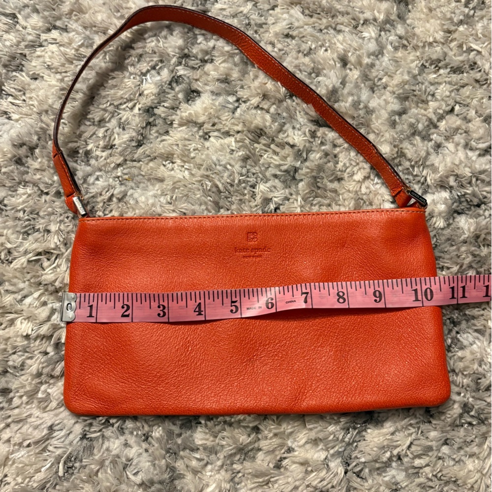 Kate Spade Orange Pebbled Leather Shoulder Bag Clutch Baguette Vintage Italian - Picture 5 of 6